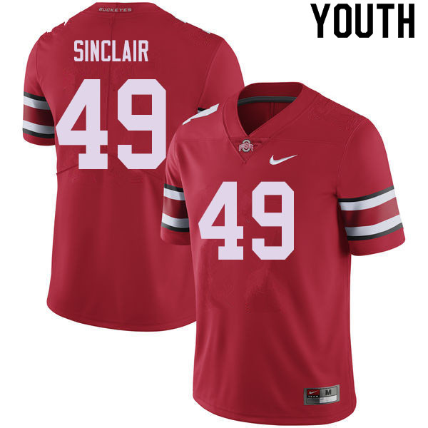 Ohio State Buckeyes Darryl Sinclair Youth #49 Red Authentic Stitched College Football Jersey